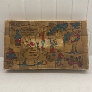 ANTIQUE 1930s 1940s HAWAII MENEHUNE MAC CANDY BOX HAWAIIN ELVES Hawaiian Cluster